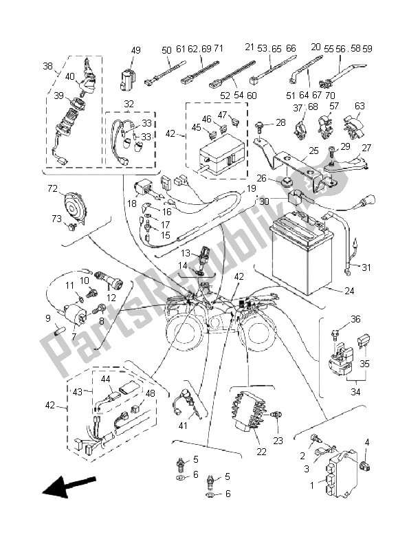 Wszystkie części do Elektryczny 1 Yamaha YFM 350 FA Bruin 4X4 2006