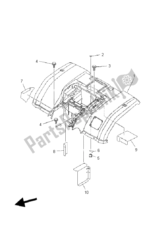 Tutte le parti per il Parafango Posteriore del Yamaha YFM 400F Kodiak 4X4 2003