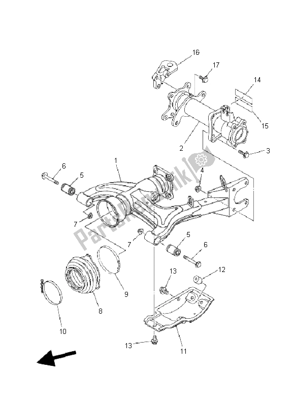 Tutte le parti per il Braccio Posteriore del Yamaha YFM 350F Grizzly 4X4 2008