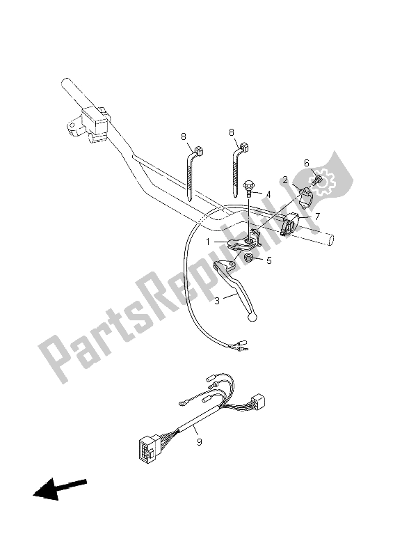 All parts for the Handle Switch & Lever of the Yamaha YZ 85 SW LW 2004