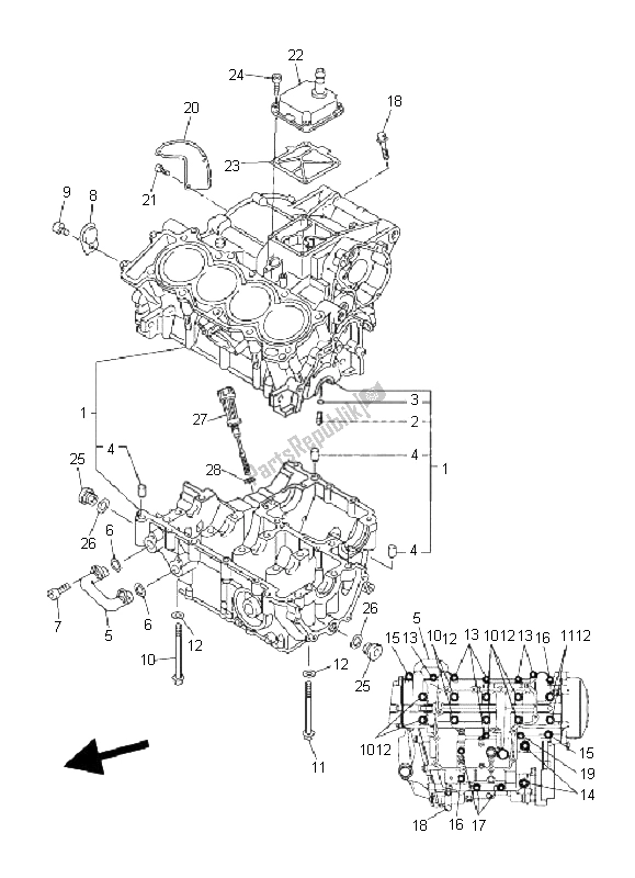 All parts for the Crankcase of the Yamaha FZ6 SA Fazer 600 2006