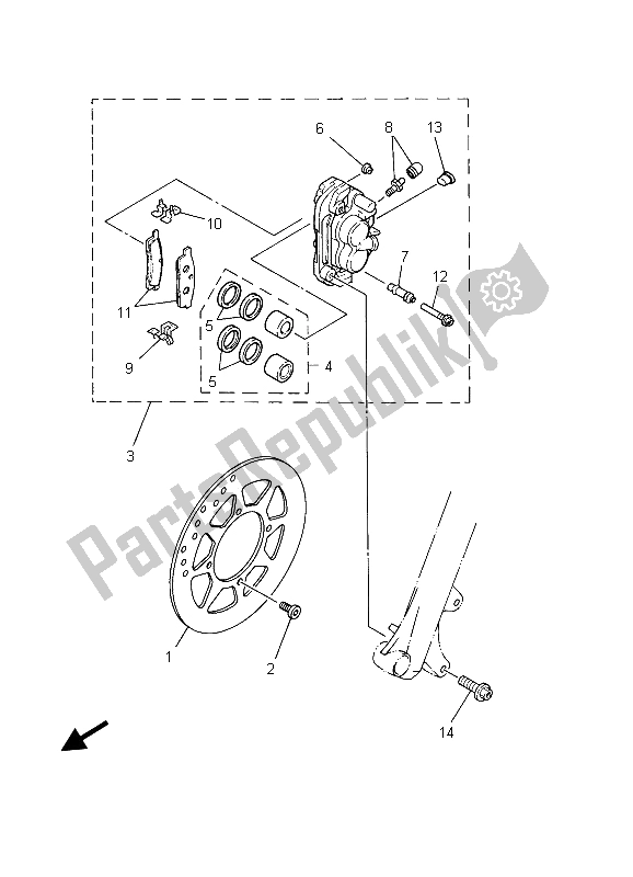 Tutte le parti per il Pinza Freno Anteriore (lw) del Yamaha TT R 125E SW LW 2003