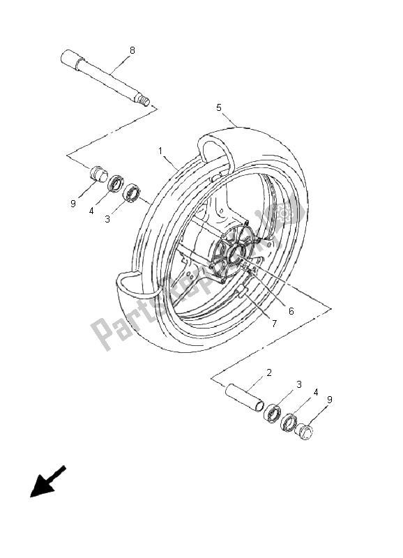 Tutte le parti per il Ruota Anteriore del Yamaha YZF R6 600 2001