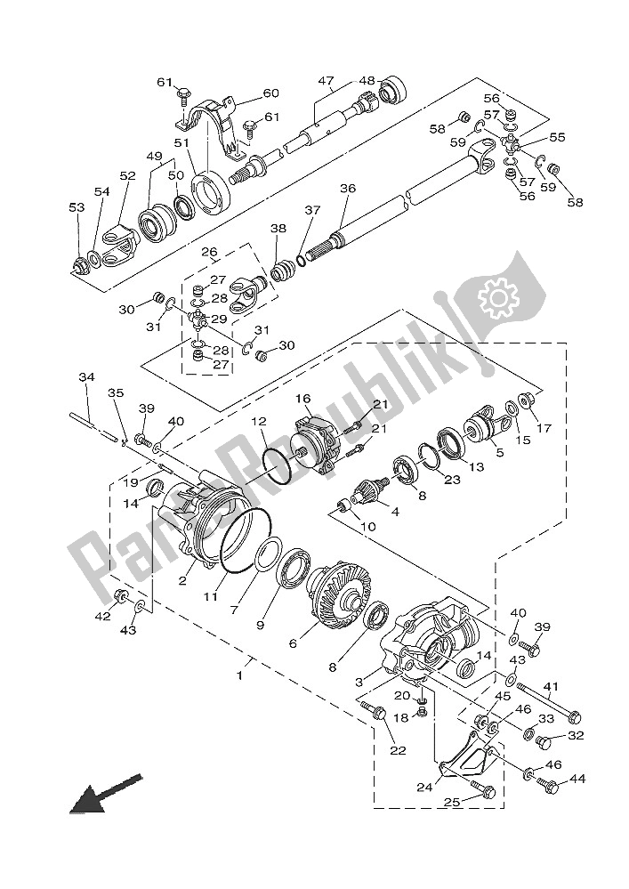 Wszystkie części do Przedni Mechanizm Ró? Nicowy Yamaha YXM 700E 2016