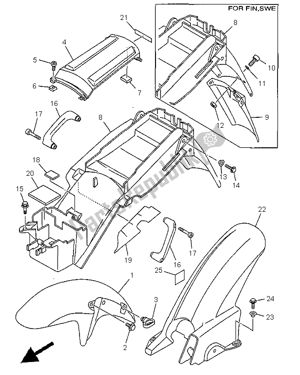 Todas las partes para Defensa de Yamaha TDR 125 1999