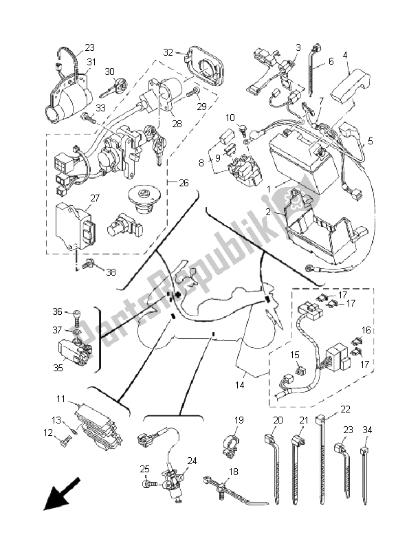 All parts for the Electrical 1 of the Yamaha YP 400A Majesty 2008