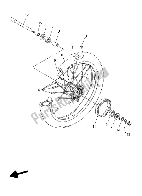 Tutte le parti per il Ruota Anteriore del Yamaha WR 250R 2010