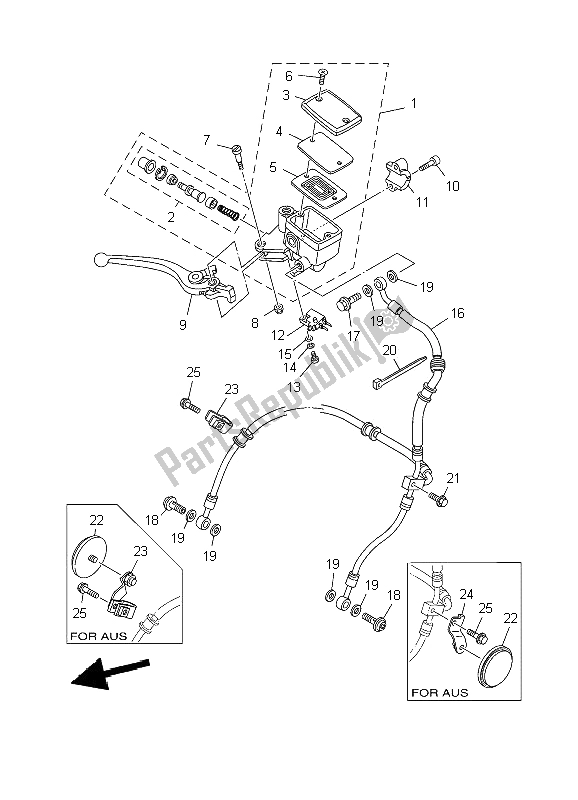 All parts for the Front Master Cylinder of the Yamaha TDM 900 2009