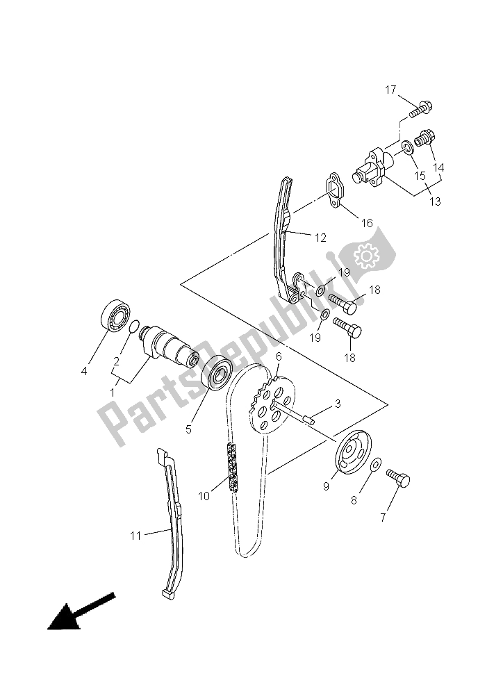 Todas las partes para árbol De Levas Y Cadena de Yamaha YFM 350A Grizzly 4X4 2015