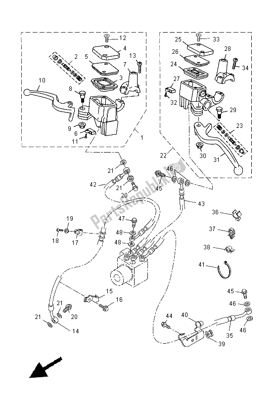 Tutte le parti per il Pompa Freno Anteriore del Yamaha YP 125 RA 2015