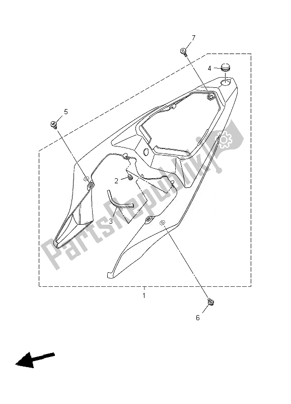 All parts for the Side Cover of the Yamaha YZF R1 1000 2010