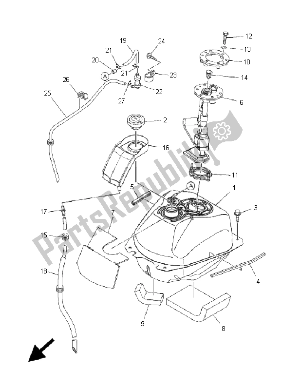 All parts for the Fuel Tank of the Yamaha XP 500 T MAX 2009