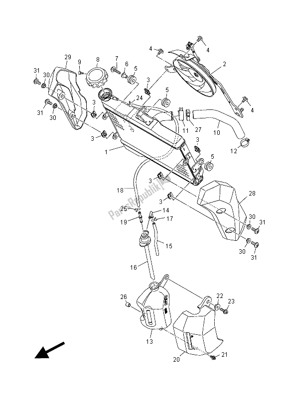 All parts for the Radiator & Hose of the Yamaha MT-07 A 700 2015