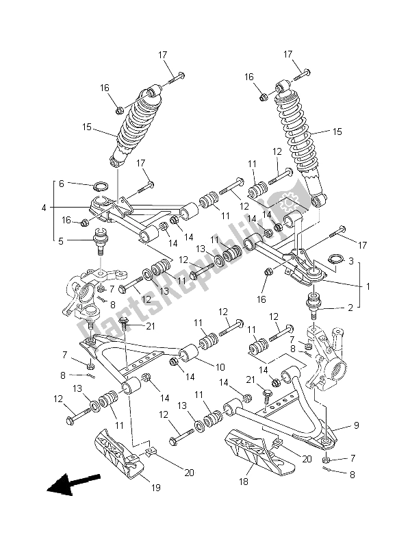 All parts for the Front Suspension Wheel of the Yamaha YFM 450 FWA Grizzly 4X4 2014