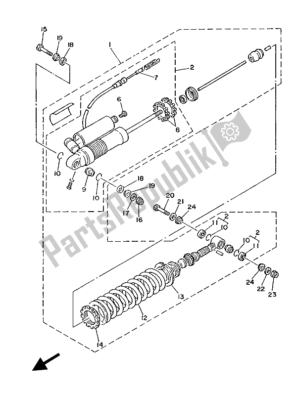 Todas as partes de Suspensão Traseira do Yamaha YZ 490 1987