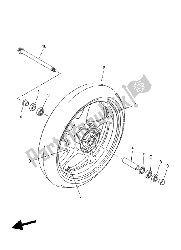 Todas as partes de Roda Da Frente do Yamaha XJ6F 600 2010