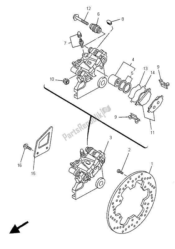 All parts for the Rear Brake Caliper of the Yamaha DT 125R 1997