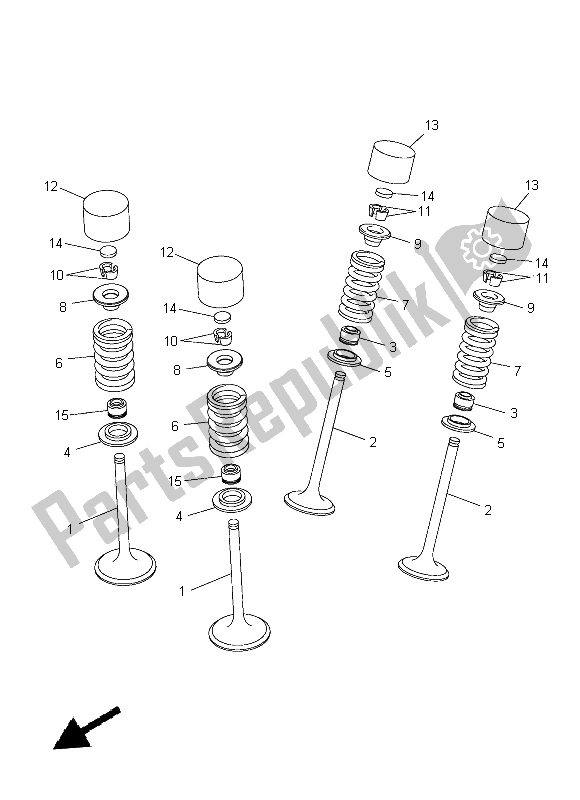 All parts for the Valve of the Yamaha YZ 250F 2015