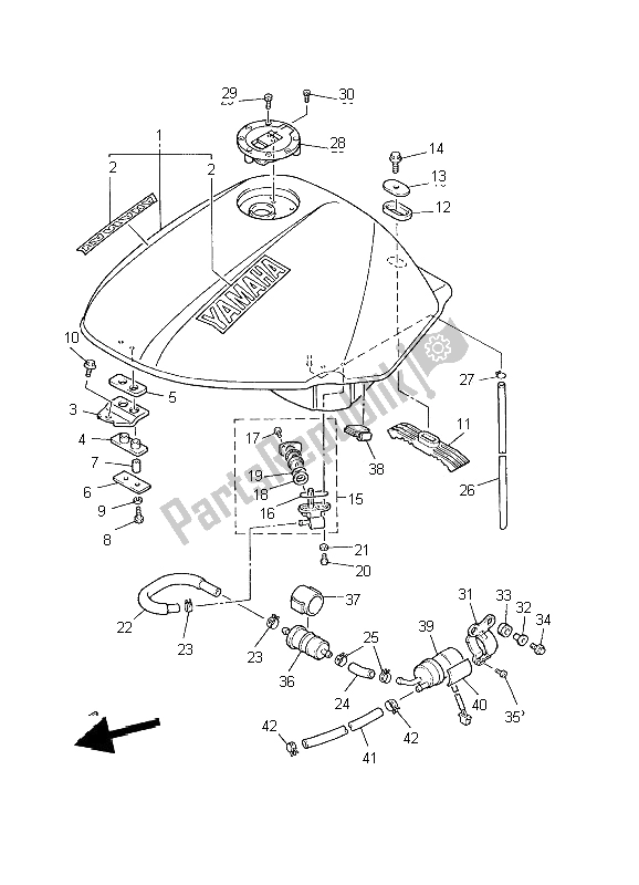 All parts for the Fuel Tank of the Yamaha XJ 900S Diversion 2002