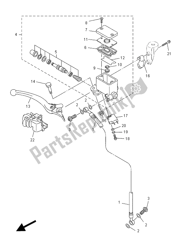 Tutte le parti per il Pompa Freno Anteriore del Yamaha WR 450F 2012