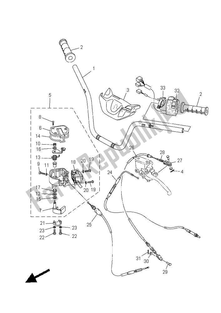 All parts for the Steering Handle & Cable of the Yamaha YFM 700 Fwad Grizzly EPS 2015