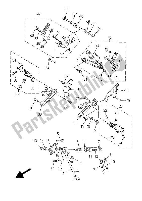 Toutes les pièces pour le Support Et Repose-pieds du Yamaha YZF R6 600 1999