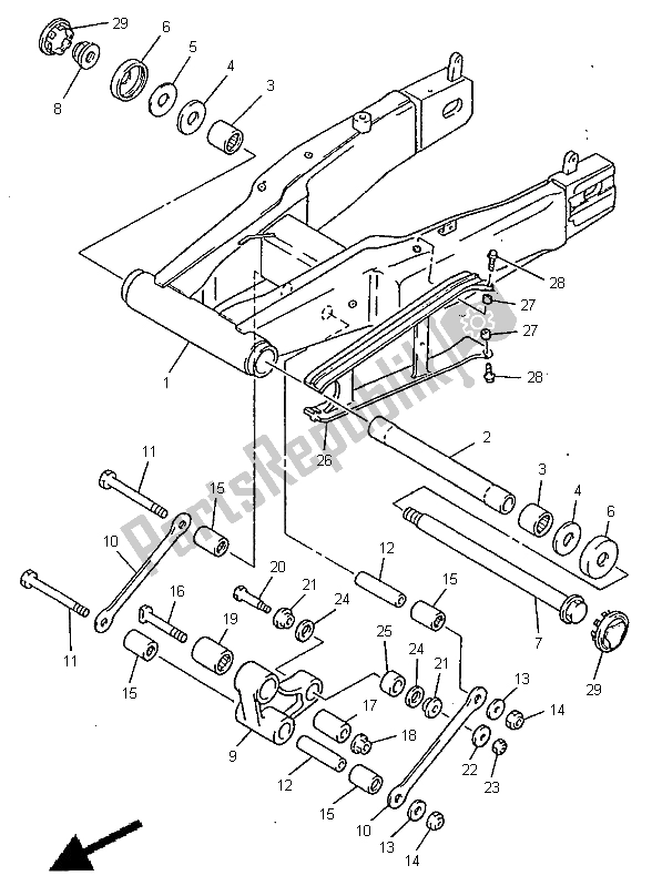 Todas las partes para Brazo Trasero de Yamaha GTS 1000 1998