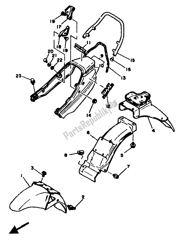 All parts for the Fender of the Yamaha RD 350F 1985