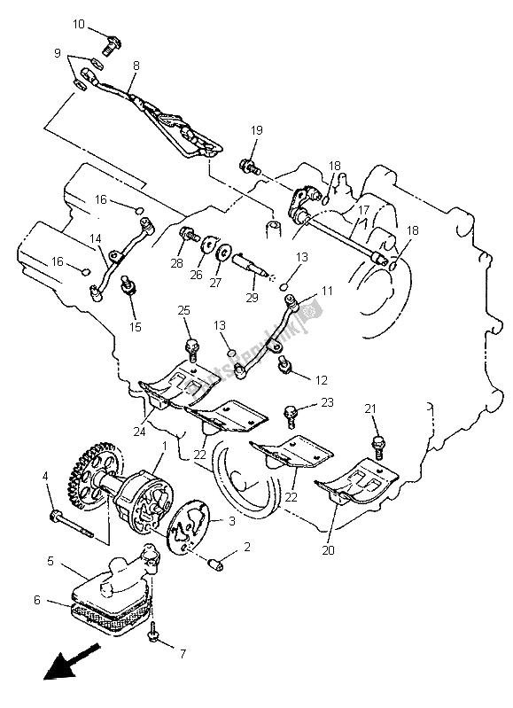 All parts for the Oil Pump of the Yamaha YZF 1000R Thunderace 1997