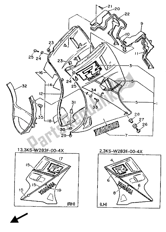 Todas las partes para Carenado 2 de Yamaha FZ 750 Genesis 1989