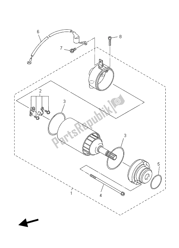 All parts for the Starting Motor of the Yamaha WR 250F 2006