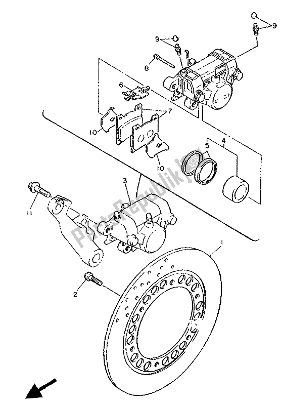 Wszystkie części do Zacisk Hamulca Tylnego Yamaha XJ 600S Diversion 1994