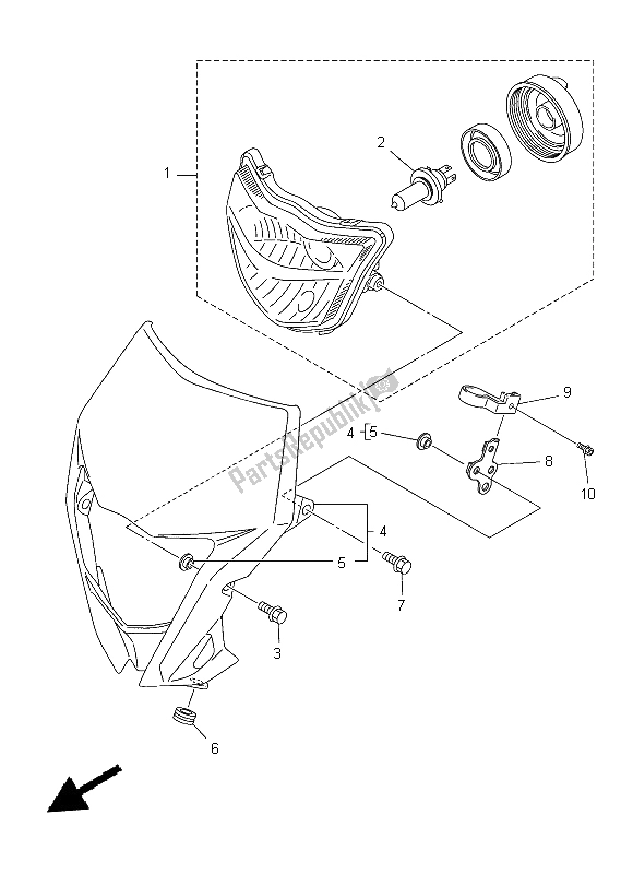 All parts for the Headlight of the Yamaha WR 250F 2015