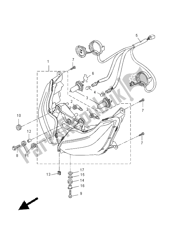 Alle onderdelen voor de Koplamp van de Yamaha YP 250R 2014