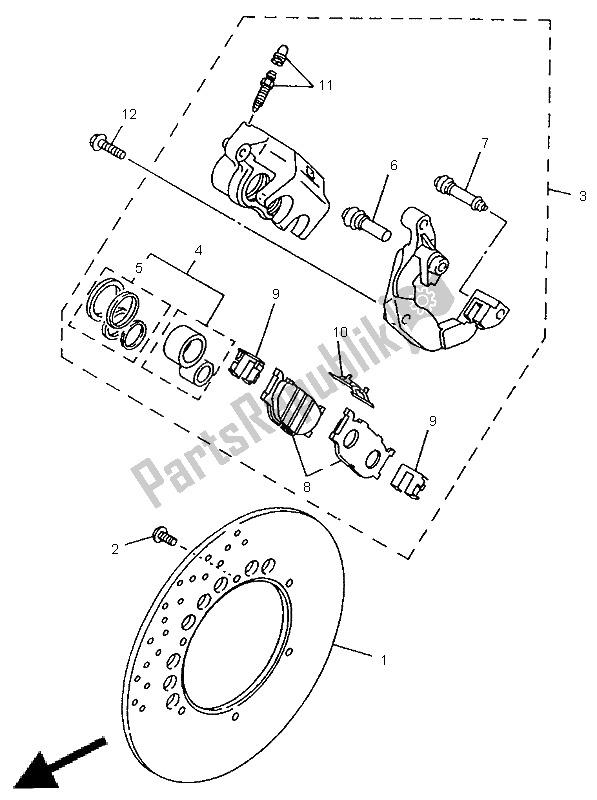 All parts for the Front Brake Caliper of the Yamaha XVS 650 Dragstar 1998