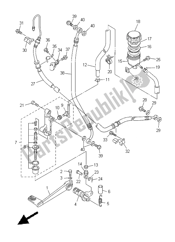 Tutte le parti per il Pompa Freno Posteriore del Yamaha FJR 1300A 2014