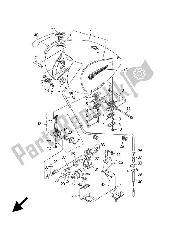 Tutte le parti per il Serbatoio Di Carburante del Yamaha XV 1600A Wildstar 2001