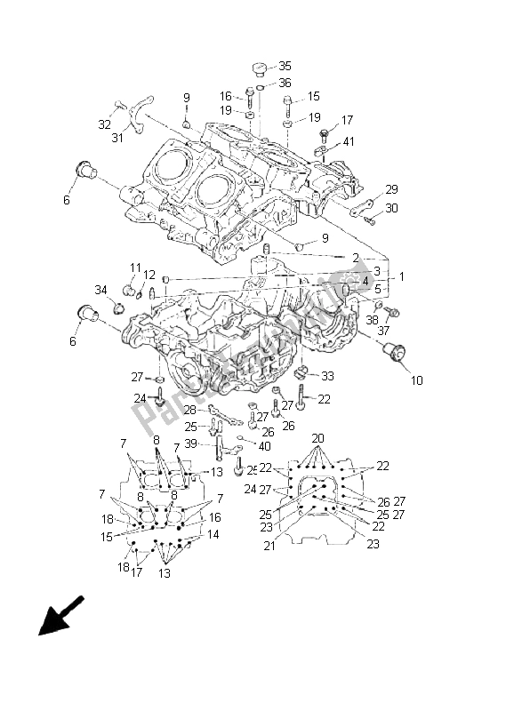 All parts for the Crankcase of the Yamaha Xvztf Royalstar Venture 1300 2001