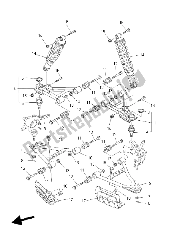 Todas las partes para Suspensión Delantera Y Rueda de Yamaha YFM 350 FA Bruin 2X4 2004