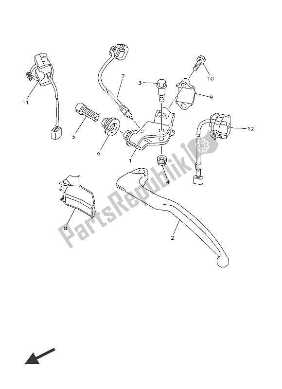 All parts for the Handle Switch & Lever of the Yamaha WR 450F 2016