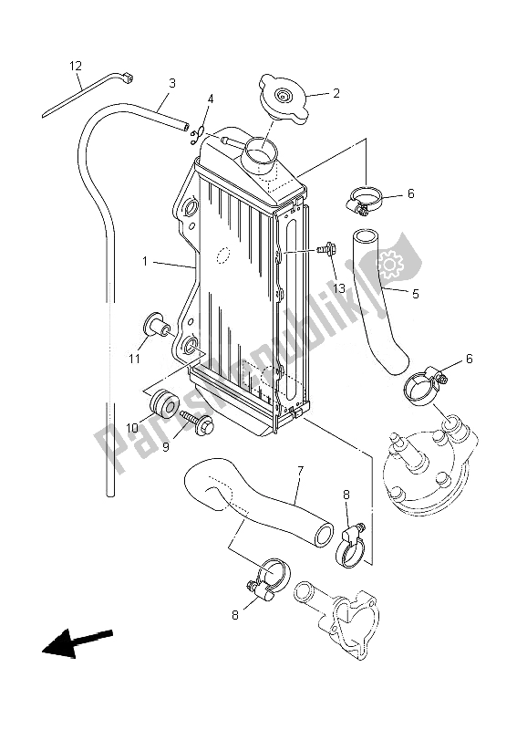 All parts for the Radiator & Hose of the Yamaha YZ 85 SW LW 2010