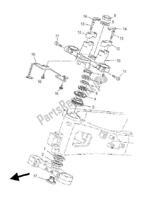 All parts for the Steering of the Yamaha TDM 900 2008