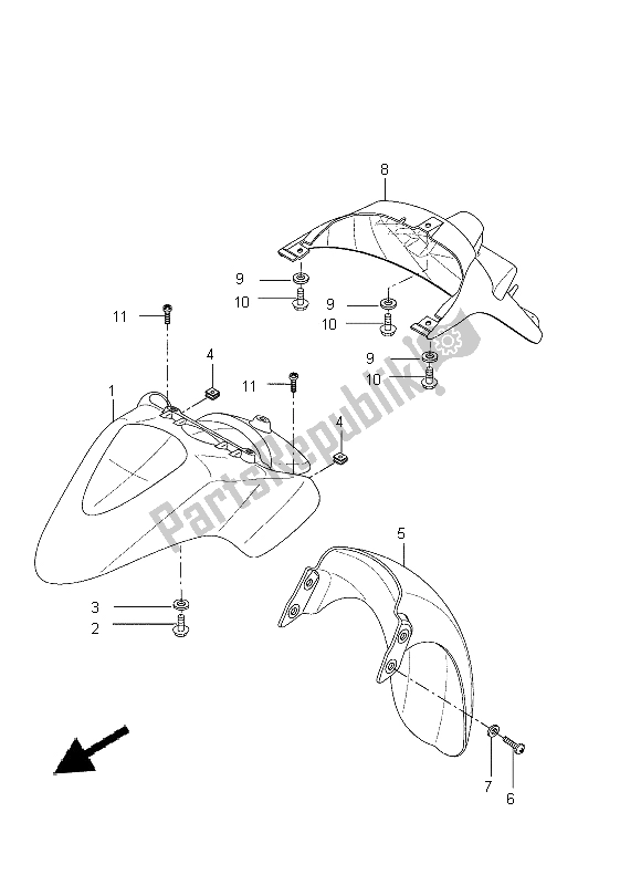 Tutte le parti per il Parafango del Yamaha VP 250 2015