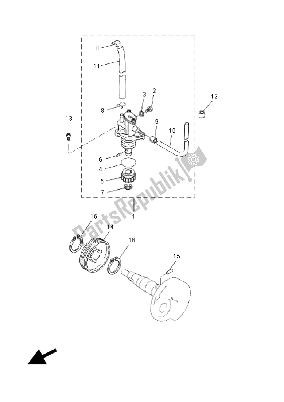 All parts for the Oil Pump of the Yamaha EW 50N Slider 2008