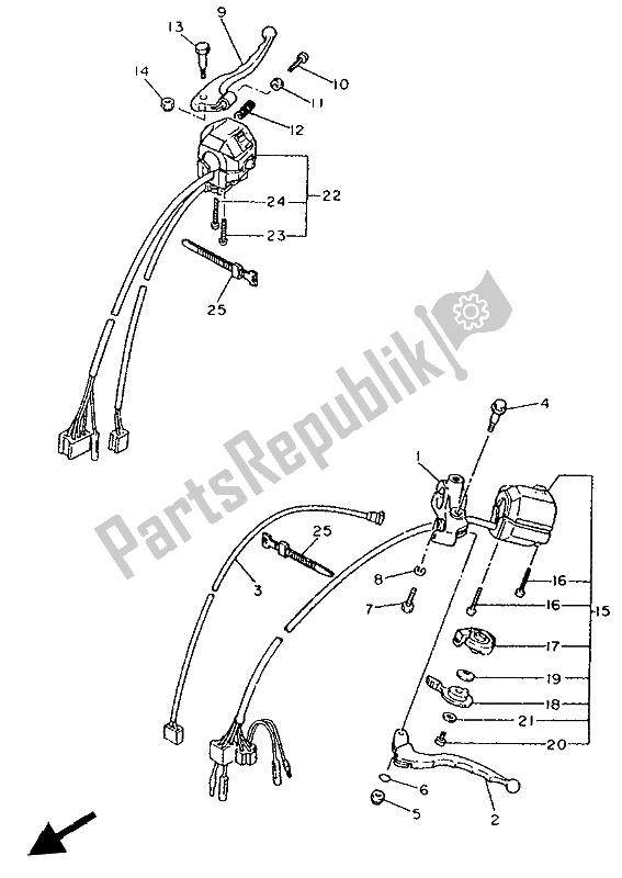 All parts for the Handle Switch & Lever of the Yamaha XV 1100 Virago 1994