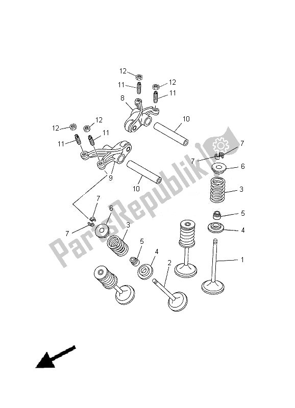 All parts for the Valve of the Yamaha XT 660R 2010