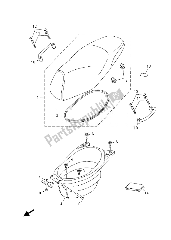 All parts for the Seat of the Yamaha YN 50E 2013