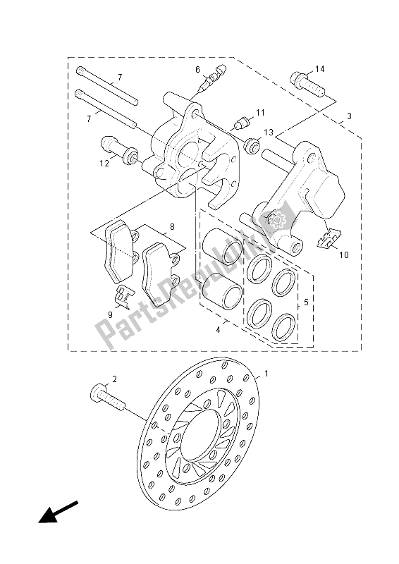 All parts for the Front Brake Caliper of the Yamaha NXC 125 EA 2012