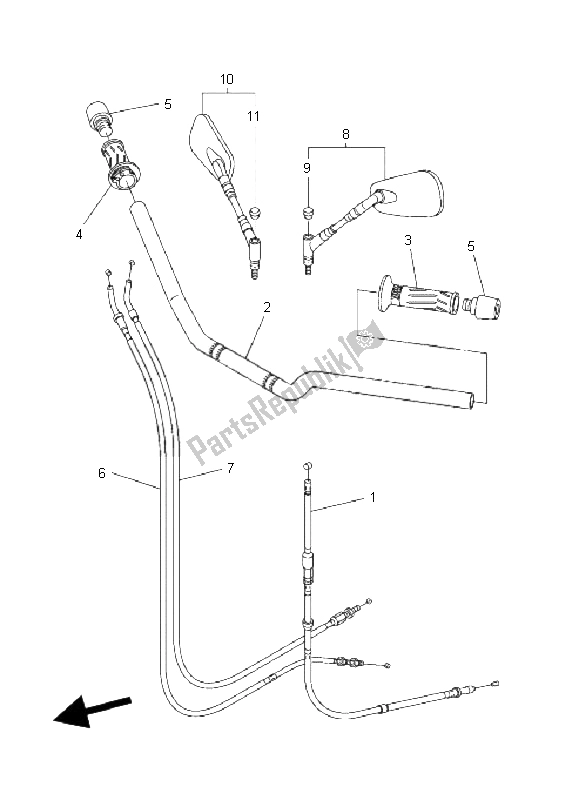 All parts for the Steering Handle & Cable of the Yamaha FZ6 NHG 600 2008