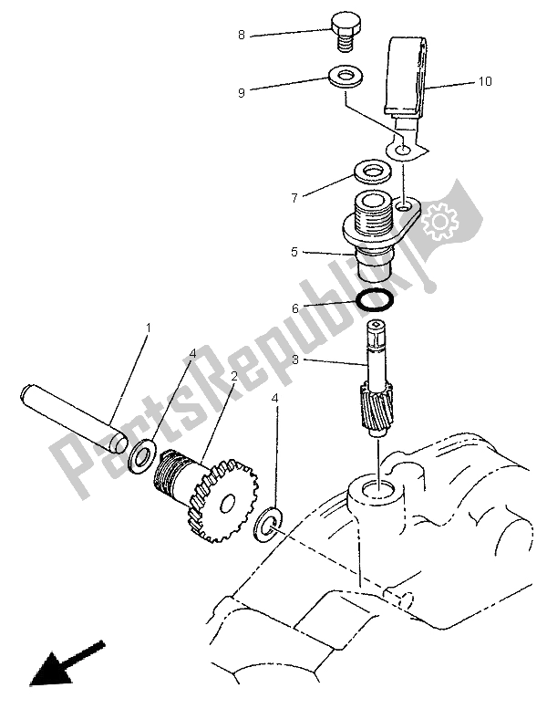 All parts for the Tachometer Gear of the Yamaha TDR 125 1996